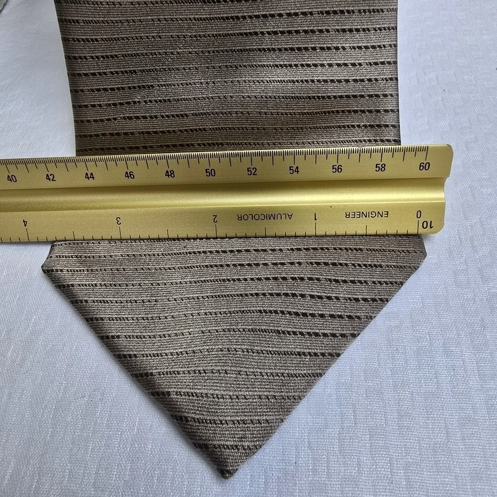 Salvatore Pellegrino 100% Silk Tie Golend Tan With Black Pinstripe EUC